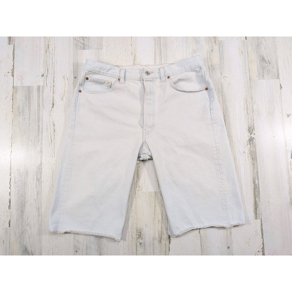 Vintage 90s Levis Jean Shorts Mens Fits 32x13 Denim 501-0105 USA Made (Tag 34)